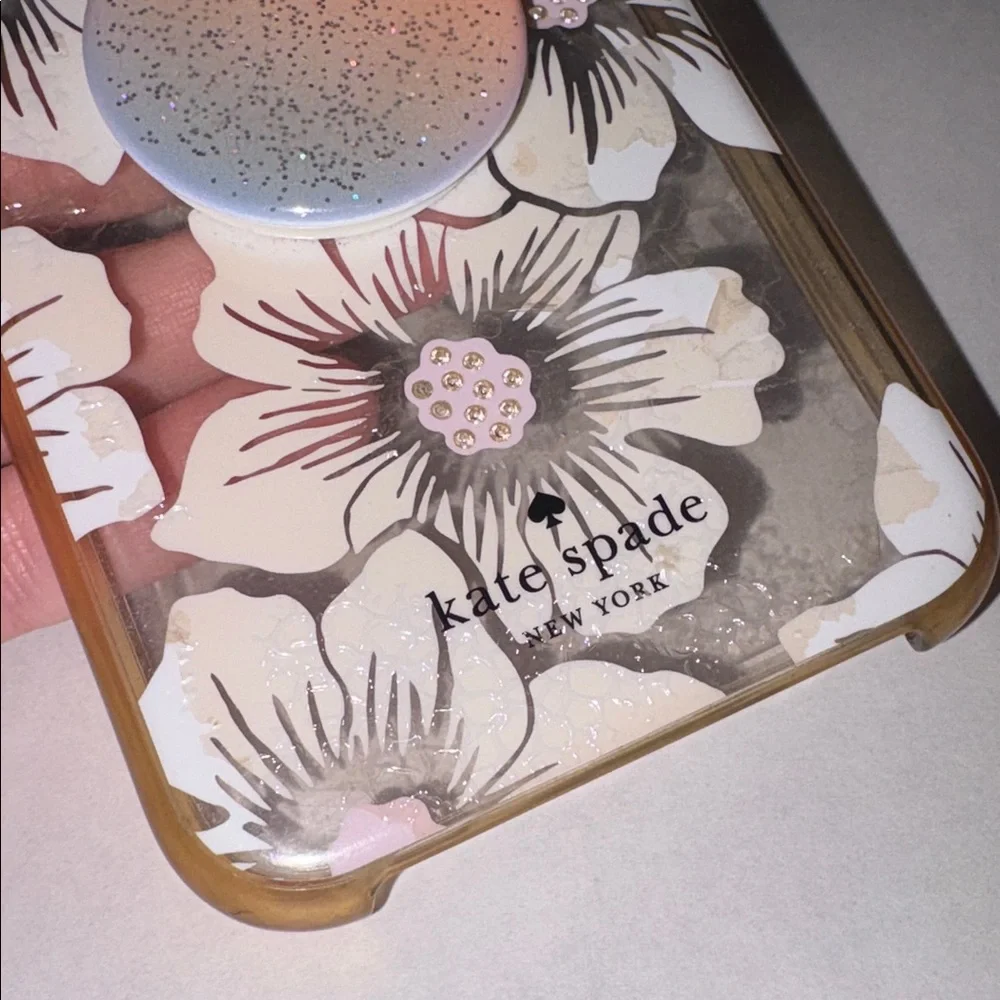 ♠️ KATE SPADE: Glitter Floral iPhone XR Case - with Phone Bracket